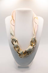 Scarf and Gold Link Necklace -Light Pink & Tan - Sample Sale- FINAL SALE - Lisi Lerch