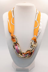 Scarf and Gold Link Necklace - Orange Belt - Sample Sale- FINAL SALE - Lisi Lerch