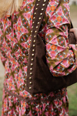 Skylar Faux Suede Studded Shoulder Bag - Lisi Lerch