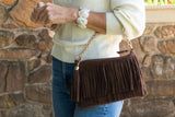 Sloane Fringe Faux Suede Clutch - Lisi Lerch