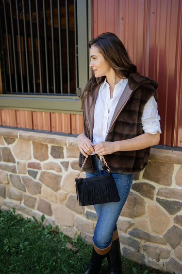 Sloane Fringe Faux Suede Clutch - Lisi Lerch