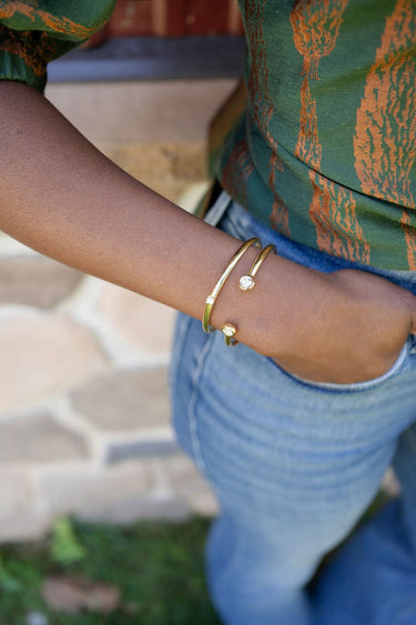 Stella Single Bezel Cuff- 18k Plated - Lisi Lerch