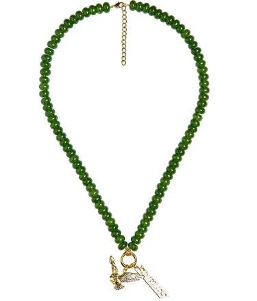 Susie - Beaded Quartz - Eagles Charm Necklace - Lisi Lerch