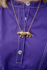 Tiger Body - 3D Gold Charm Necklace - 18k Gold Plated - Paperclip Chain - Lisi Lerch