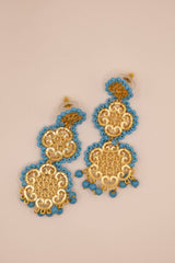 Turquoise & Gold Filigree Chandelier Earrings-Sample Sale- Final Sale - Lisi Lerch