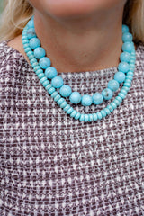 Turquoise Necklace Stack -10mm Quartz necklace and 16mm acrylic Necklace - Lisi Lerch