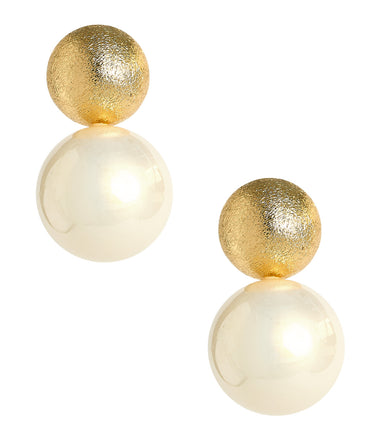 Kyle Double Ball Stud- Two Toned Pearl