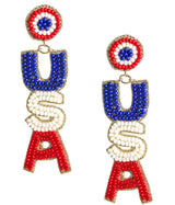 USA Beaded Earrings - RED WHITE & BLUE - Lisi Lerch