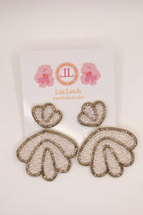 White and Gold Beaded Shell Earrings-Sample Sale- Final Sale - Lisi Lerch