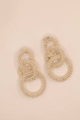 White Beaded 3 Circle Statement Earrings-Sample Sale- Final Sale - Lisi Lerch