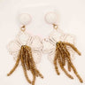 White Raffia & Gold Beaded Floral Statement Earrings -Sample Sale- Final Sale - Lisi Lerch
