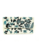 White with Navy and Blue Beaded Clutch - Sample Sale- Final Sale - Lisi Lerch