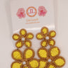 Yellow and Brown Raffia Marigold Statement Earrings-Sample Sale- Final Sale - Lisi Lerch